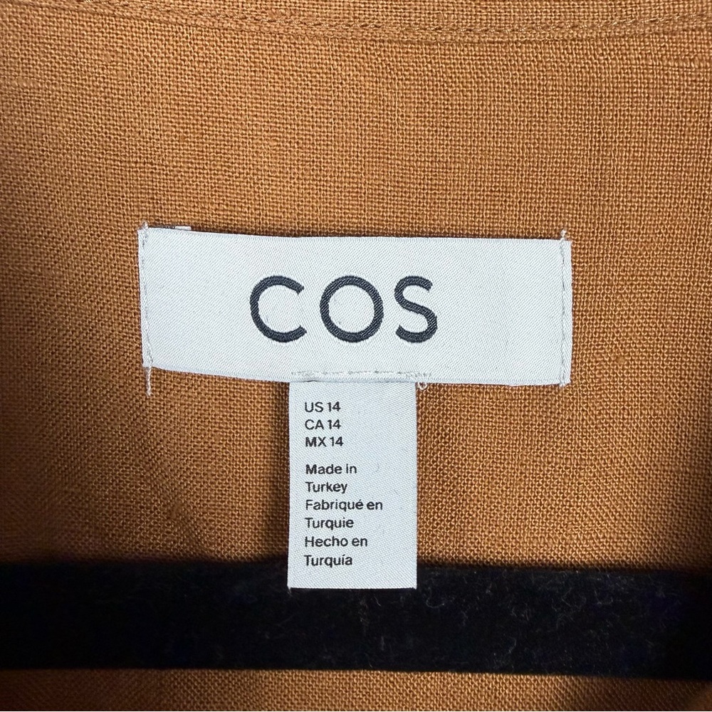 COS Linen 14 Button Down Long-Sleeve Classic Shirt Dress in Rust Preppy Summer - Picture 5 of 12